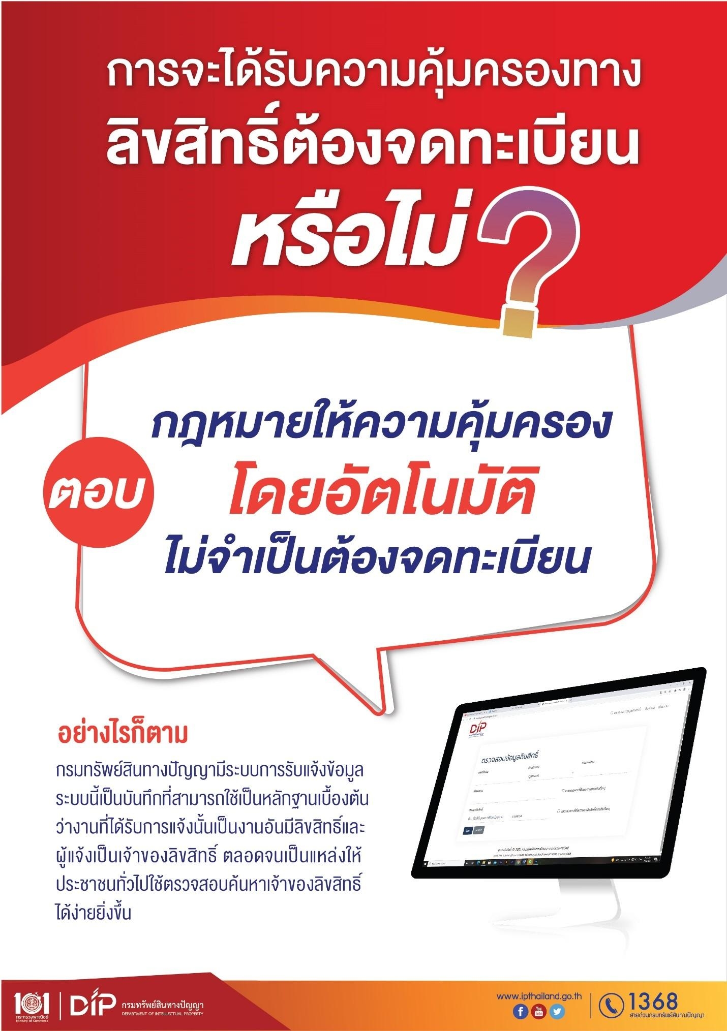 การจะได้รับความคุ้มครองทางลิขสิทธิ์ต้องจดทะเบียนหรือไม่?