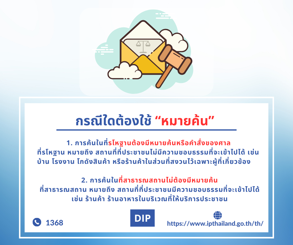 ประชาสัมพันธ์และสร้างความรู้ความเข้าใจเกี่ยวกับการบังคับใช้กฏหมายในการปราบปรามการละเมิดทรัพย์สินทางปัญญาและการใช้อำนาจในการตรวจค้นหรืออายัดสินค้าละเมิดเครื่องหมายการค้า